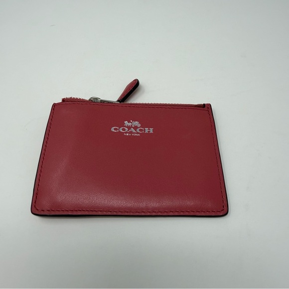 Coach Handbags - Coach Mini Skinny ID Case Pink Solid Key Ring ID Window Women's Card Wallet